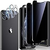 [4 Pack] UniqueMe 2 Pack Tempered Glass Privacy Screen Protector +2 Pack Tempered Glass Camera Lens Protector 9H Hardness for iPhone 11 Pro Max(6.5 inch)