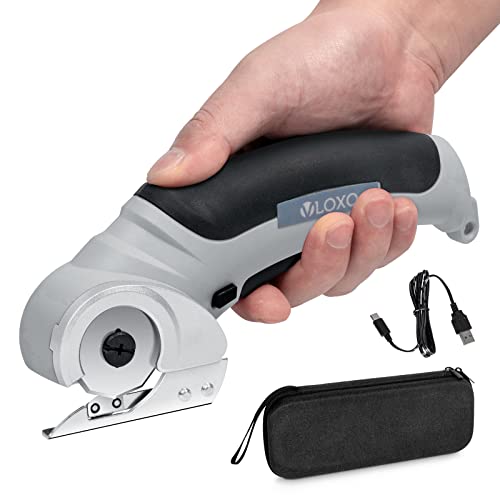 Buy VLOXO Cordless Cardboard Cutter, Electric Fabric Cutter with Safety Lock 4.2V Electric Scissors Multi-Cutting Tools, Rechargeable Rotary Cutter Electric for Leather Felt Rug Box with Storage Box Grey