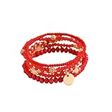 Pulsera magnética para mensajes, joyas con perlas de vidrio elásticas tejidas y pulseras con colgante redondo colores pulsera pulsera pulsera pequeña, talla única, Plástico, No es una piedra preciosa