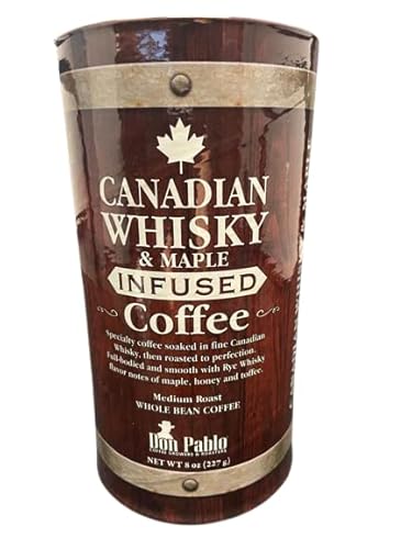 Don Pablo Canadian Whisky and Maple Infused Coffee-Whole Bean Coffee- 8 Ounce Bag in Collectible Tube