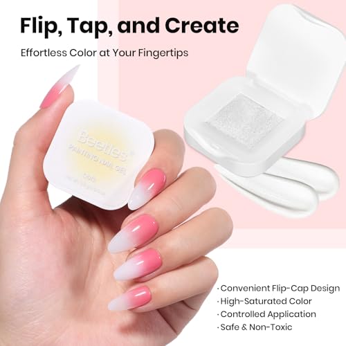 Image of Beetles 150Pcs Soft Nail Sponges for Ombre, Colorful Nail Sponge with Grabbing Pen, White Pat Painting Gel Polish Kit for Gradient Ombre Blush Chrome Design Nails Art Tools, Home DIY Salon Manicure