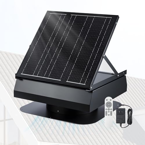 GROWNEER 40W 14" Solar Attic Fan with Smart Thermostat, 2000CFM