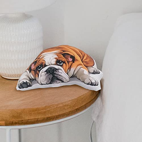 Wirester SHAPEDPILLOW98-SHVPLWA6742 Soft Shaped Velvet Pillow 9.84 Inch, Sofa Pillow, Decorative Throw Pillow Cushion For Home Office - English Bulldog Dog Lying Down Looking Up thumb #4