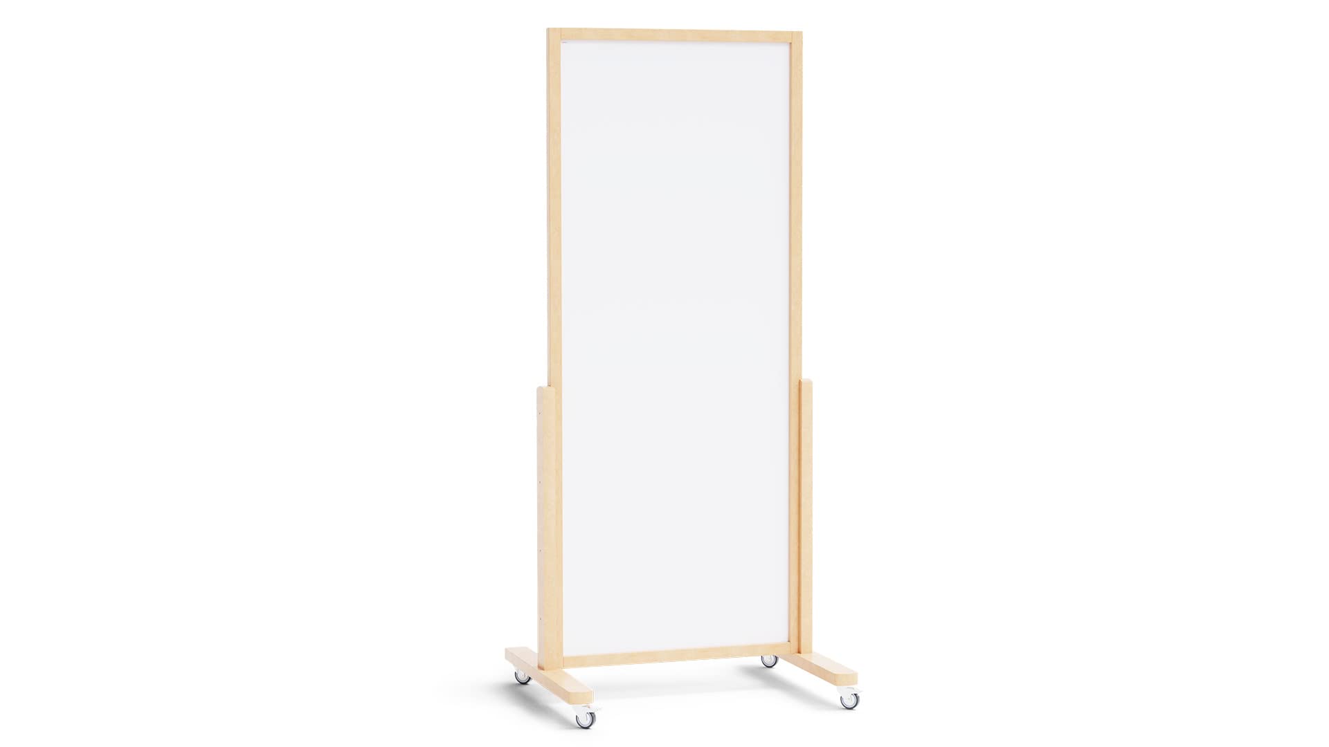 ALLboards Lavagna bianca magnetica verticale con ruote VERT 167x73cm con cornice in legno nera