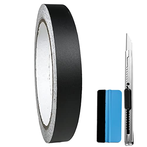 LZLRUN Black Matte Air-Release Adhesive Vinyl Tape Roll - Come with Installation Tool Set (1/2' x...