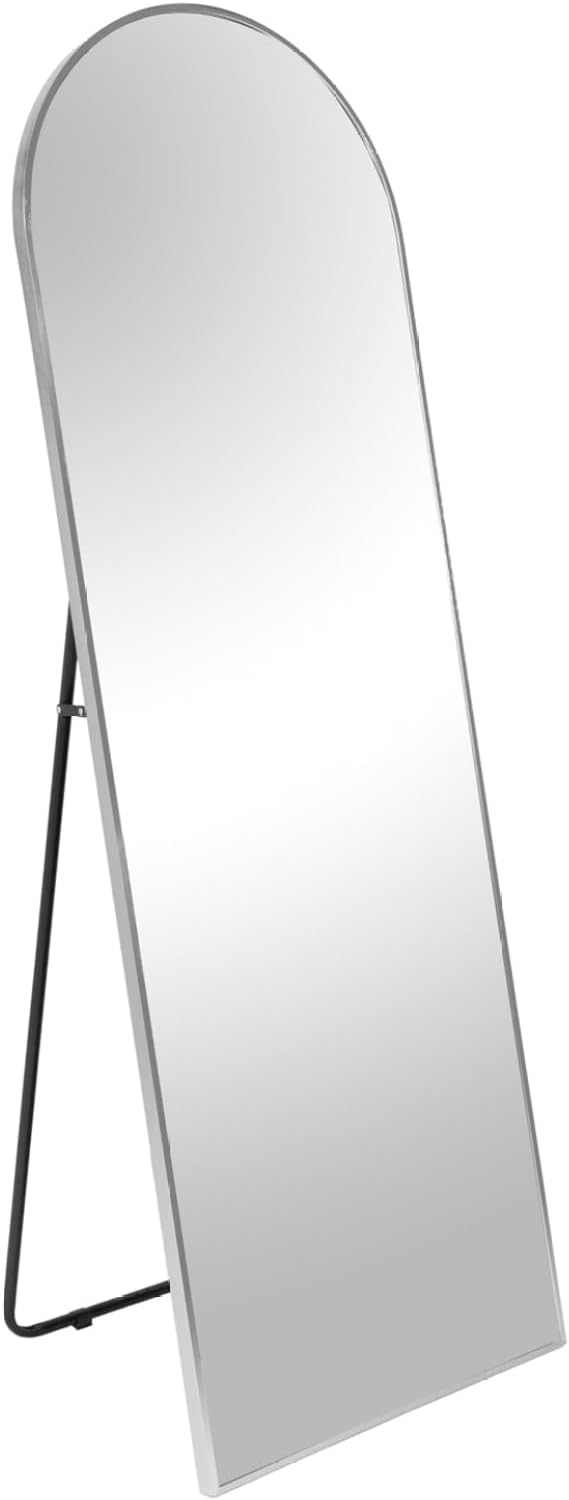 Arch Full Length Mirror 71x27.5in - Silver Metal Frame - Standing Floor Mirror for Bedroom, Living Room, Modern Decor