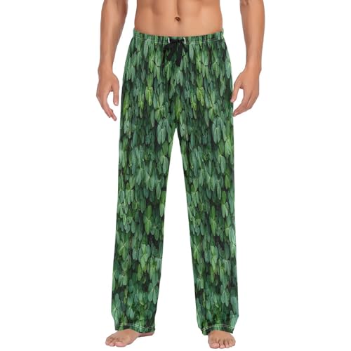 ALAZA Men's Green Shamrock Natural Background Sleep Pajama Pant