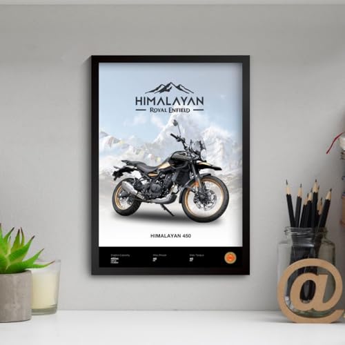 Image of Royal Enfield Himalayan Poster | Framed Poster of RE Himalayan 450 A4 Sized (31 x 23 cm) | Posters for Wall, Gift for Boys, Bullet Frame | Bike Frames | Bike Posters for Wall, Bedroom, Hostel (F 075)