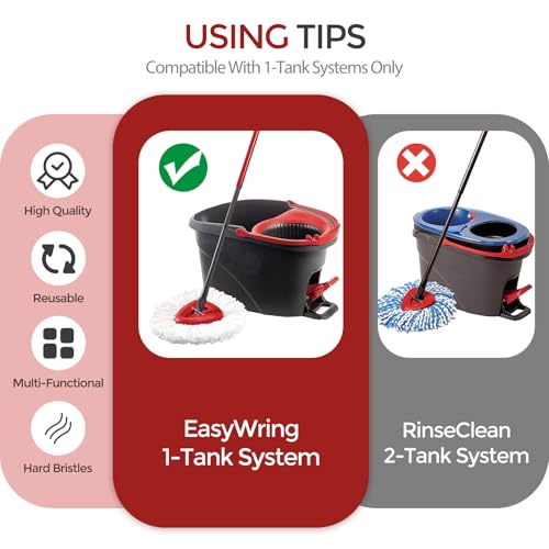 Scrub Brush, 2 Pcs Spin Mop Scrub Brush Head Compatible for O Cedar EasyWring 1-Tank System, Hard Bristle Cleaning Brush for Bathroom, Kitchen, Tub and Tile