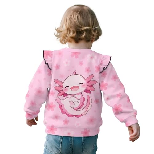 Cute Sweatshirt Toddler Axolotl Hoodie Ruffle Long Sleeve Shirt for Girls 1-8T Fall Clothes Pullover Tee Tops2