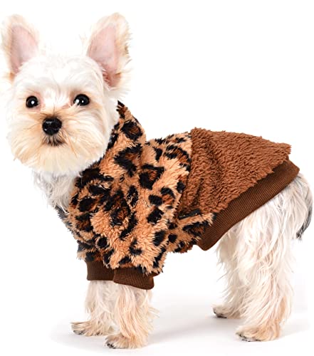 Lightweight Dog Sweaters For Puppy Small Dogs Puppy Chihuahua Yorkie Clothes Leopard Dog Hoodies Sweatshirts Cold Weather,Xs Coat Fuzzy Sweater #TOP3