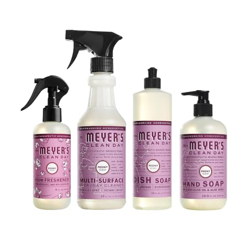 Mrs. MEYERS Variety 1 Room Freshener 8 OZ 1 Liquid Dish Soap 16 OZ 1 Liquid Hand Soap 12.5 OZ 1 Multi-Surface Cleaner 16 OZ 1 CT (Peony)