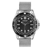 Radiant - Reloj Analógico de Cuarzo para Hombre, Acero Inoxidable, Caja de 42 mm, Malla de Acero, Cierre de Broche o a Presión, Pila Incluida, Color Negro y Plateado, 5 ATM