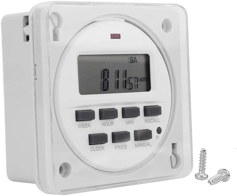 12/24 Format 12V DC Timer Switch 7 Days 24hr Programmable Time Relay Clock Controller Panel Mounted with Countdown Off Function(12V Timer)