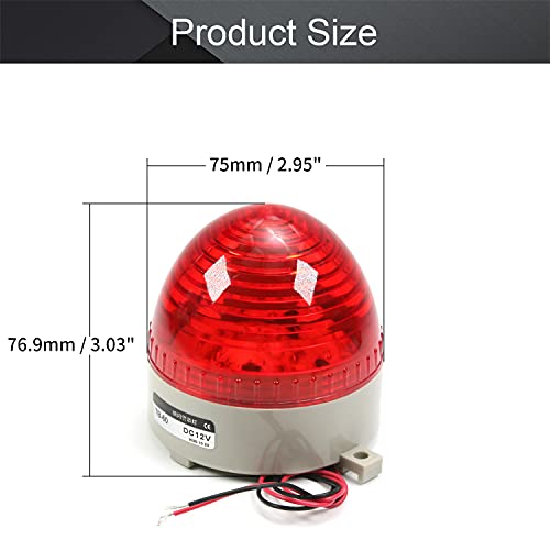 Othmro Tb-60 12V 12W Warning Light Industrial Signal Light Tower Lamp, Column Led Alarm Round Tower Light Indicator Continuous Light Plastic Electronic Part Flashing No Sound Red #TOP1
