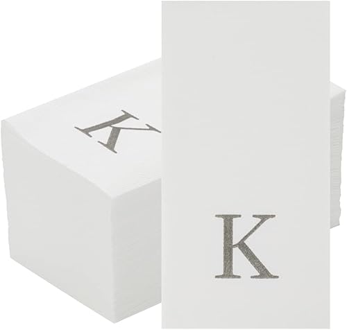 Miniatura 110 de Luxenap - Toallas de invitados de 15.8 x 7.9 pulgadas, 50 toallas de mano con letras plateadas, letra "P", fuente Sans Serif, servilletas de papel