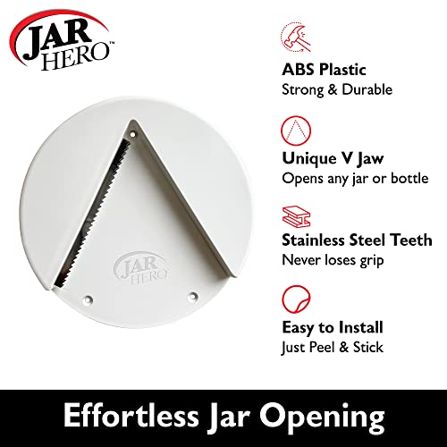 Jar Hero - Under Cabinet Jar Lid & Bottle Opener - Opens Any Size Jar - Effortless Jar Opener For Weak Hands & Seniors With Arthritis #TOP1