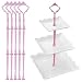 Happy Will 5 Sets 3 Tier Crown Cake Stand Fruit Cake Plate Handle Fitting Hardware Rod Stand Holder with Stylus Pink (Plates Not Include )