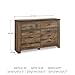 Signature Design by Ashley Trinell Rustic 6 Drawer Dresser with Safety Stop for Bedroom, Dark Brown
