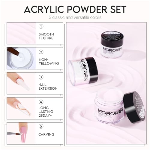 Morovan Acrylic Nail Kit For Beginners: With U V Lamp Acrylic Nail Set With Everything Professional Gel Polish Kit With Glitter Acrylic Powder Complete Starter Kit Acrylic Nail Supplies thumb #2