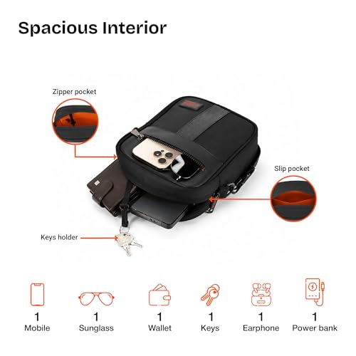 Image of Nasher Miles Premium Sling Bag | Crossbody Bag | PU & Polyester One Shoulder Bag| Multipurpose Travel Bag | Ideal for Daily Use, Office, Travel, Hiking