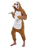 NEWCOSPLAY Unisex Adult Sloth Onesie Pajamas Animal One Piece Costume Cosplay Sleepwear (Sloth, Small)