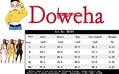 Doweha Womens Sexy One Piece Mesh Jumpsuit Summer Bodycon Hollow Out Party Club Rompers Rhinestone Up Polka Dot Outfit Black M #TOP4