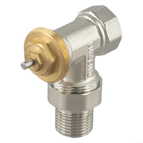CYRENT Válvula reguladora termostática de ángulo de latón DN15 DN20 M30x1.5mm Rosca Ahorro de energía Control de temperatura autorregulable Resistente a la corrosión para sistema de calefacción (DN15)