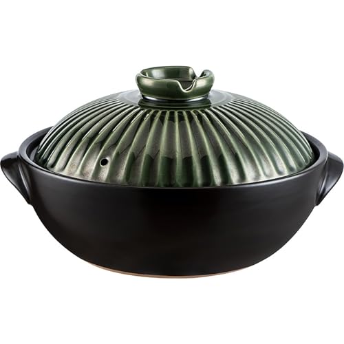 GFHVDC Japanese Donabe Ceramic Hot Pot 10in with Lid Green