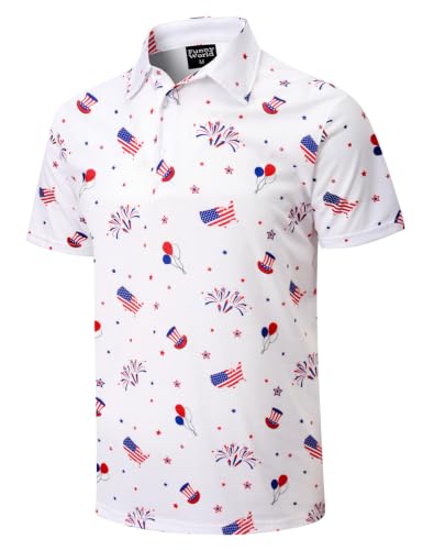 Polo para hombre Funny World con patrón 3D estampado y manga corta para golf miniatura 5
