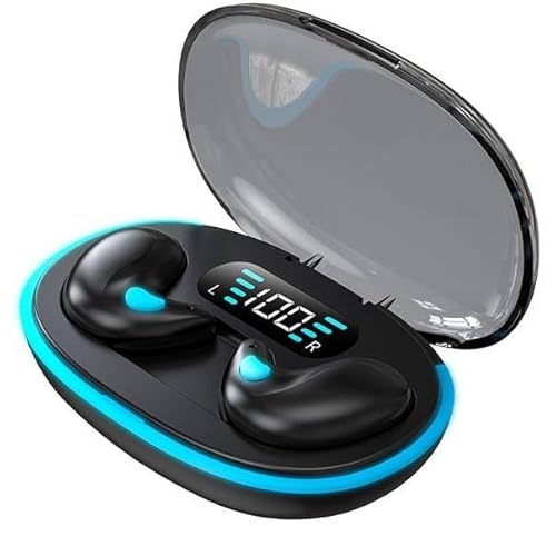 Auriculares Inalámbricos Bluetooth 5.3 Tipo Clip, Ligeros y Cómodos, Diseño Abierto, Estuche con Pantalla LED, Control Táctil, Resistentes al Sudor, para Dormir, Trabajar y Deporte, iPhone/Android