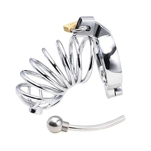 Stainless Steel Chastity Cage with Urethal Tube and 3 Ball Rings - Image 4