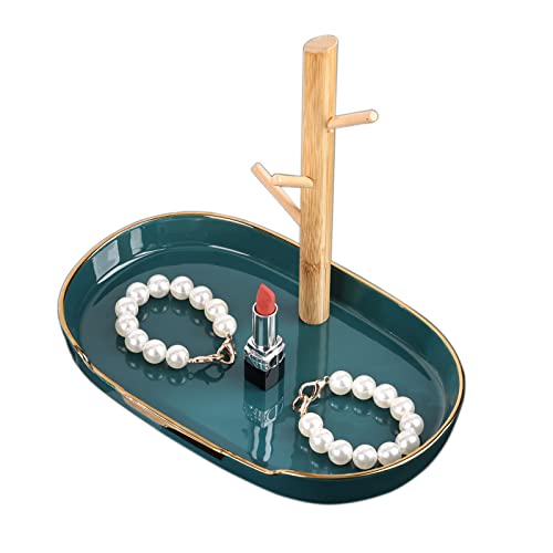 Men's Ceramic Rack Hanging Key Tray Wooden Vertical Hanging Tray Office Desk Decoration Tray Sorter Hanging Storage Tray(Green Tray) #TOP21