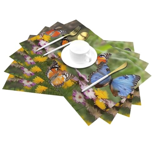 Set de table vinyle antidérapant lavable résistant chaleur papillons x6 - 3