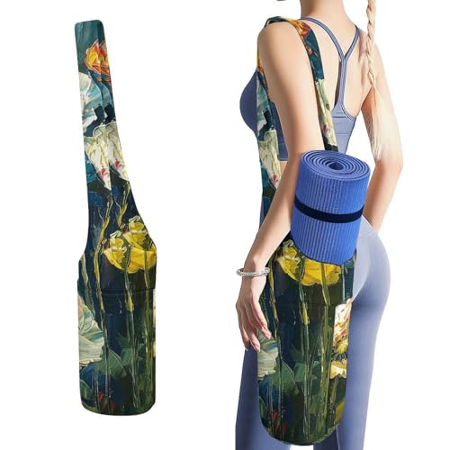 Sac de tapis de yoga vert pour vos séances en studio avec rangement pour gourde et linges humides