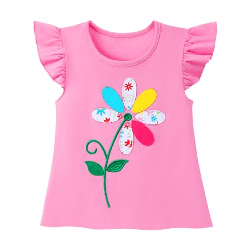 Image of HILEELANG Toddler Girl Summer Short Outfit Sets Cotton Short Sleeve Tops Tees Shorts Clothing Sets