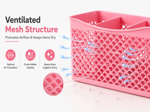Image of Plastic Cutlery Holder for Kitchen Spoon Stand Multipurpose Kitchen Organizer Stand Utensil Storage Basket Plastic Holder Pack of 1 - Random Color