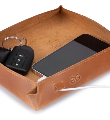 Organizador De Mesa Escritório Londo Porta Treco/Objetos Couro Legítimo(MARROM CLARO)