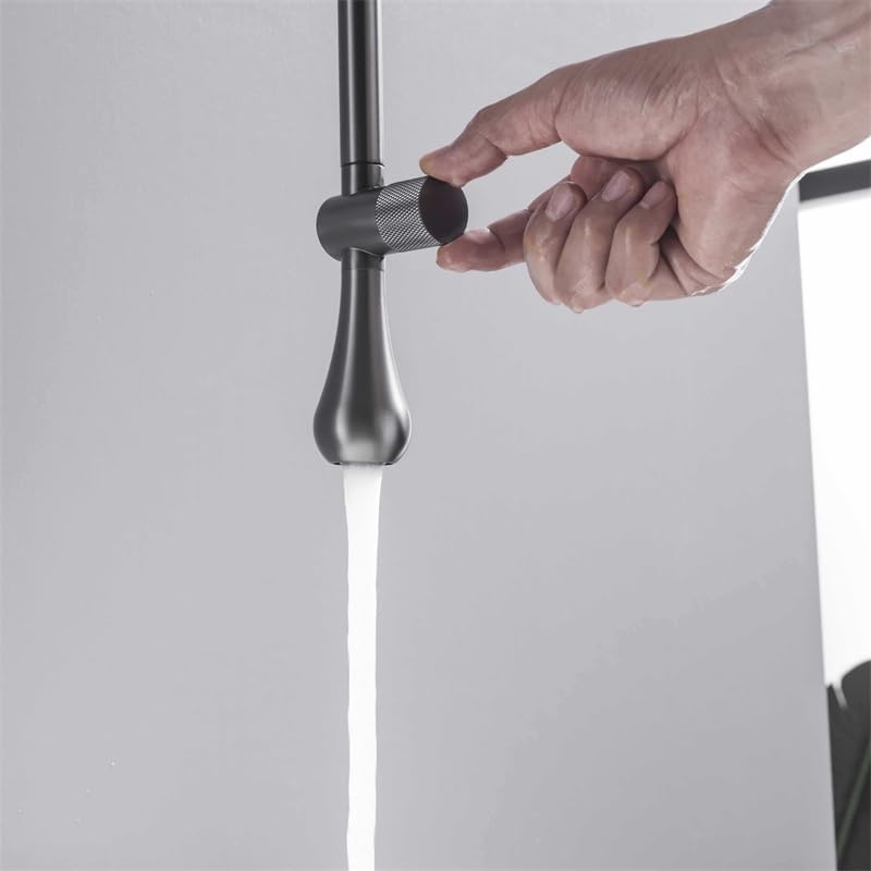 XMKT Deck-Mount Bathroom Faucet - Concealed Elegant Sink Tap for Bath Basin/Bathtub, G1/2 Pipe Size, Grey Finish(C)