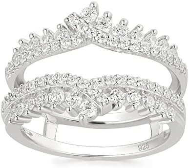 Newshe Ring Enhancer for Engagement Rings 5A Cz Wedding Band for Women 925 Sterling Silver Bridal Eternity Size 7