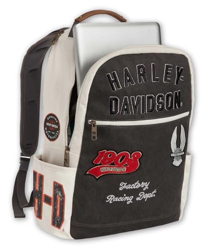Harley-Davidson Multiple Patches & Logos Vintage Backpack, Durable Canvas3