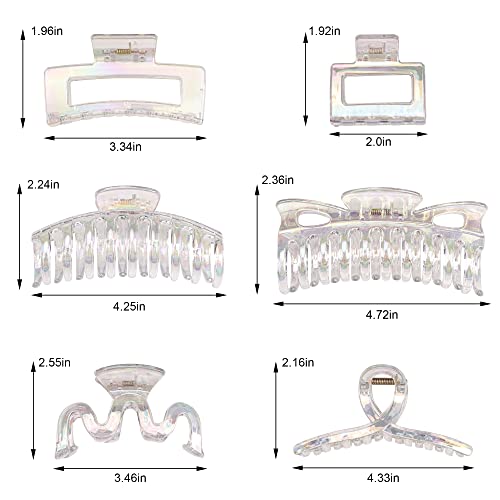 Ayesha Clear Claw Clips Large Hair Clips For Long Hair 6 Pack Medium Large Claw Clips Strong Hold Jaw Clip Hair Accessories For Women Thick Hair #TOP6
