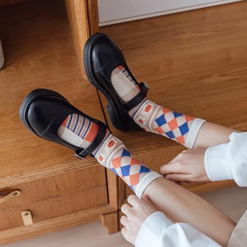 5pcs Womens Sheer Socks, Summer Transparent Thin Mesh Lace Elastic Jacquard Crystal Glass Socks3