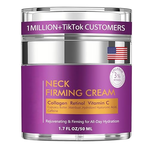 Neck Firming Cream, Wrinkle Cream for Women, Retinol Moisturizer with Collagen and Hyaluronic Acid for Neck, Face and Décolleté, 1.7 fl oz.
