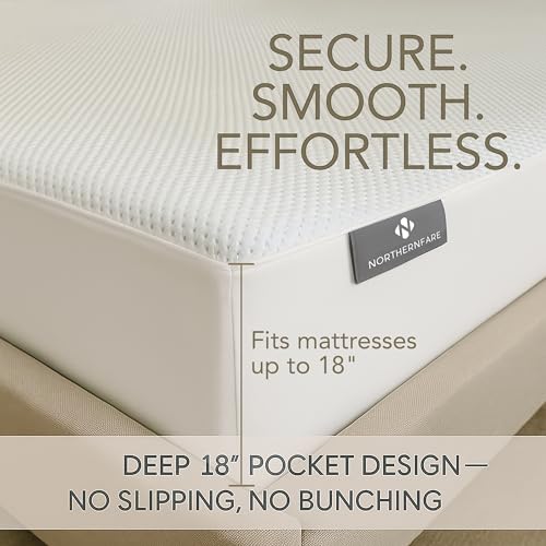 Image of King Size Premium Mattress Protector | 100% Waterproof Tencel Cover | Cooling & Breathable Deep Pocket Mattress Pad King | Noiseless, Hypoallergenic, Soft, Washable Fitted Bed Protector