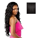 Sensationnel Instant Weave Half Wig - 24 Synthetic Blendwig Adjustable Drawstring for Seamless Hair Blending (1B OFFBLACK)
