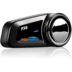 Fodsports FX6 Motorcycle Bluetooth Headset, 6 Riders Group Motorbike Bluetooth Intercom, 1000M Motorcycle Helmet Communication Systems/Voice Dial/Universal Pairing/FM Radio(1 Pack)