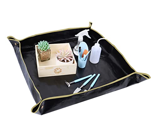 Nwvuop 100cm x 100cm Plant Repotting Mat Waterproof Planting Operation Mat Thicken Indoor Transplanting Planting Tarp Mat Green, Black