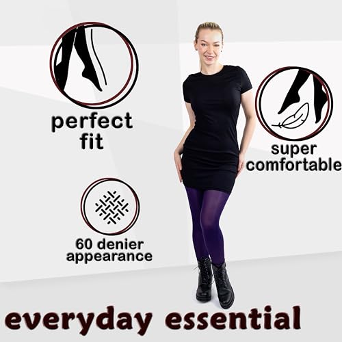 Image of Silky Toes Women's 60D Soft Opaque Tights 1-2 Pairs -Black White And Colored Stockings for Women