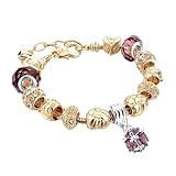 Long Way Gold Plated Snake Chain Bracelet Rhinestone Amethyst Crystal Birthstone Beaded Charm Bracelets Bangles for Women Girls at Birthday